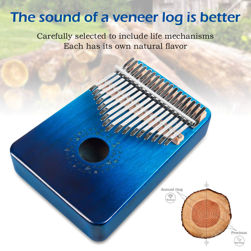 Kalimba 17 Keys Thumb Piano Musical Instrument Gradient Blue Star Sky, Mbira Hand Piano Gifts for Kids and Adults Beginners