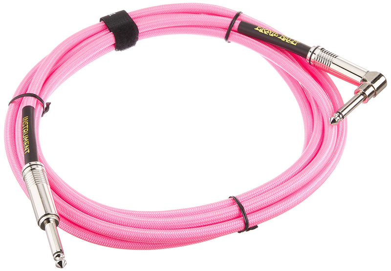 Ernie Ball P06078 10' Braided Straight Angle Inst Cable Neon Pink 10 Feet