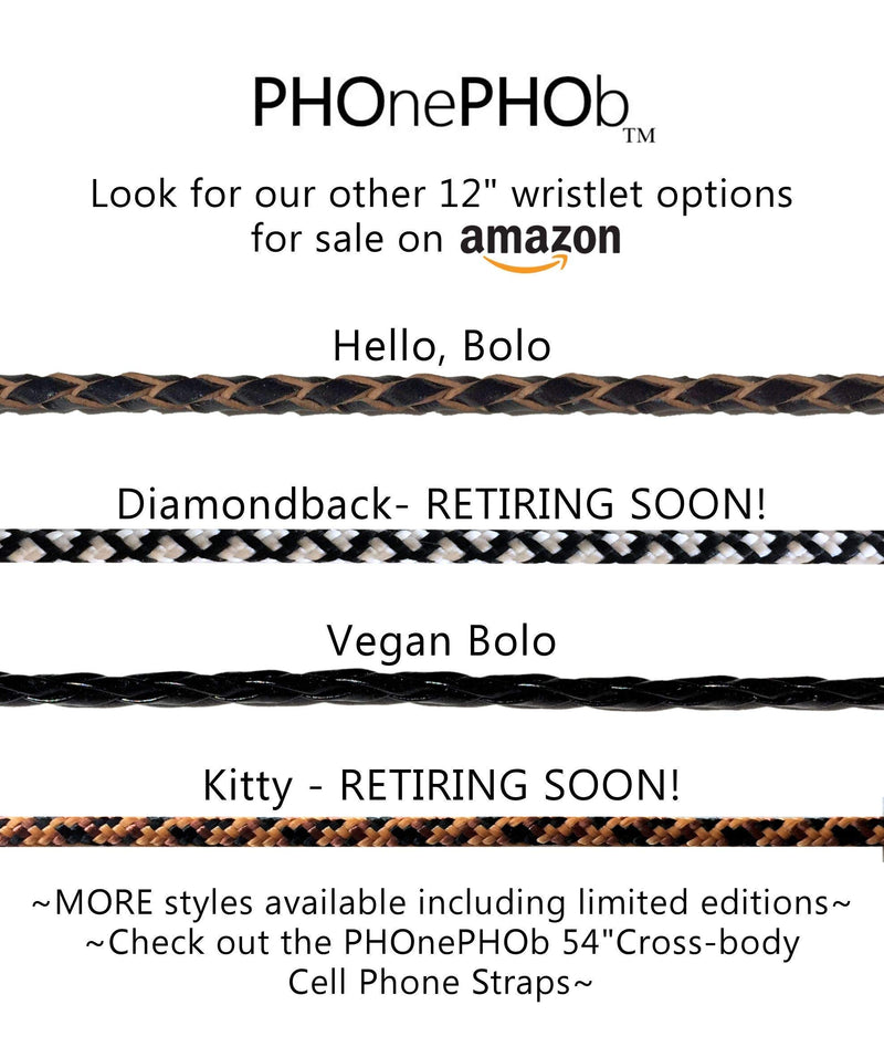 PHOne PHOb™ DIAMONDBACK WRISTLET Universal Cell Phone Wrist Strap -12" Wrist Tether