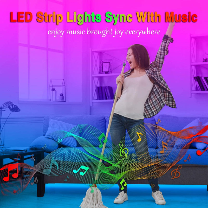 50ft Led Strip Lights Smart Sync Music Led Lights for Bedroom Home Decoration, APP Control