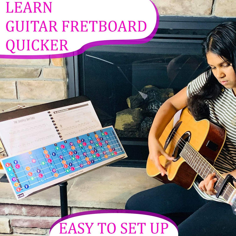 Color Coded Guitar Fretboard Note Chart, Learn to Play Guitar and Music Theory, Suitable for all, Made in USA 20 Fret Guitar