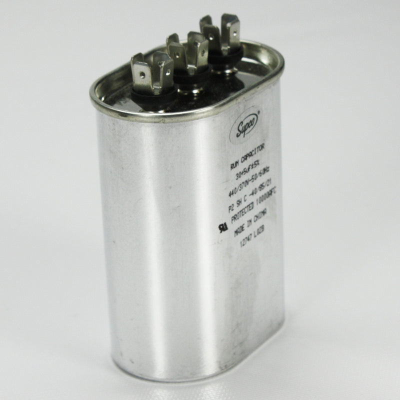 SUPCO CD30+5X440 Dual Motor Run Capacitor, Oval, 30 + 5 Mfd x 440V, 3.625" Height, 1.75" Width, 2.8125" Length