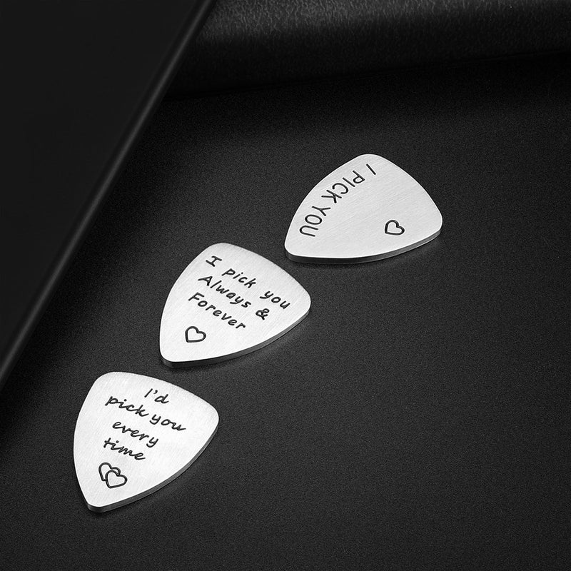 Husband Boyfriend Gifts - 3PCS Guitar Picks Gifts for Musician Husband Boyfriend Dad, Valentine's Day Gift for Him, Wedding Anniversary Gift for Men (3PCS)