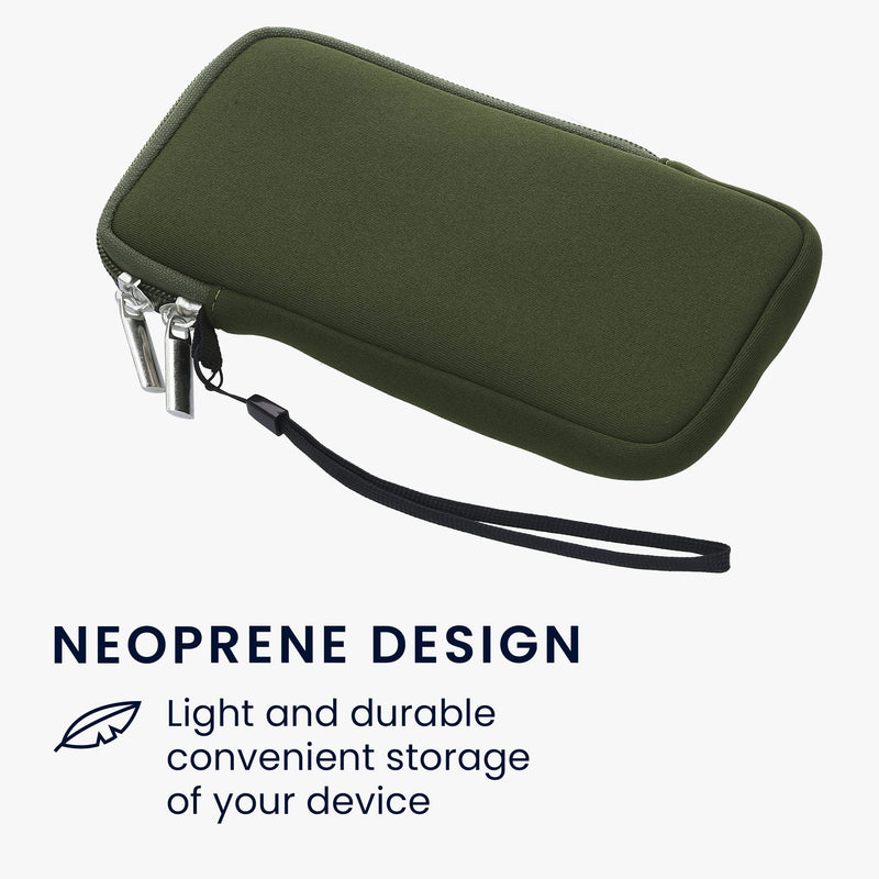 kwmobile Neoprene Phone Pouch Size XL - 6.7/6.8" - Universal Cell Sleeve Mobile Bag with Zipper, Wrist Strap - Dark Green XL - 6,7/6,8"