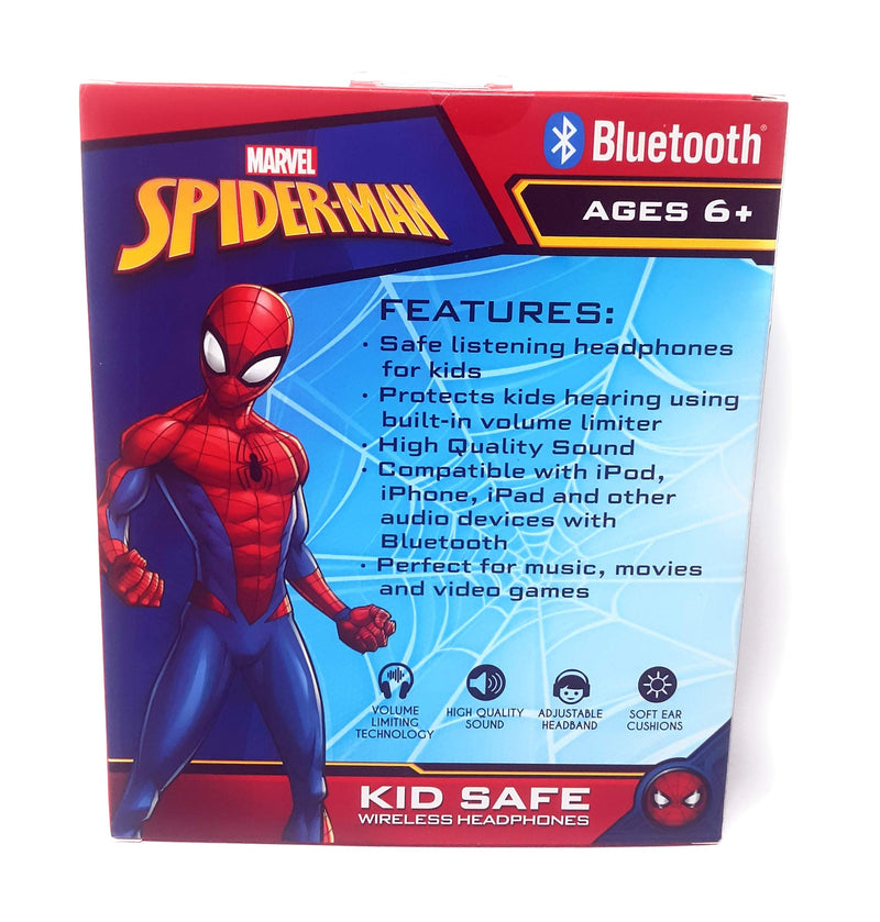 [AUSTRALIA] - Spider Man Bluetooth Kid Safe Headphones Over The Ear Padded Cushions Flying on a Web Design 
