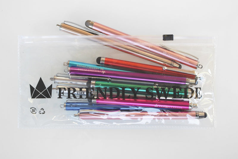 The Friendly Swede Extra Long Replaceable Fiber Tip Stylus 7.3" - 3 Premium XXL Micro-Knit Capacitive Stylus Pens + Elastic Tether Lanyards & Spare Tips (Purple + Dark Blue + Light Blue) Purple + Dark Blue + Light Blue