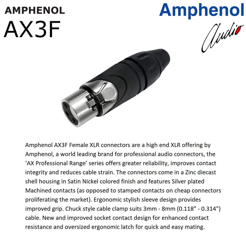 [AUSTRALIA] - 2 Units - 4 Foot - Canare L-4E6S, Star Quad Balanced Male to Female Microphone Cables with Amphenol AX3M & AX3F Silver XLR Connectors - Custom Made by WORLDS BEST CABLES 
