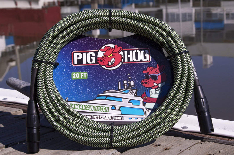 Pig Hog PHM20JGR High Performance Jamaican Green Woven XLR Microphone Cable, 20 ft.
