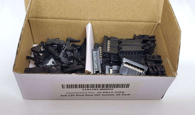 Pc Accessories - Connectors Pro 25-Pack 2X6 12P FC 2.54mm 0.1" Pitch Dual Row IDC Sockets for Flat Ribbon Cable, 12 Pins Female Connectors 25-PK