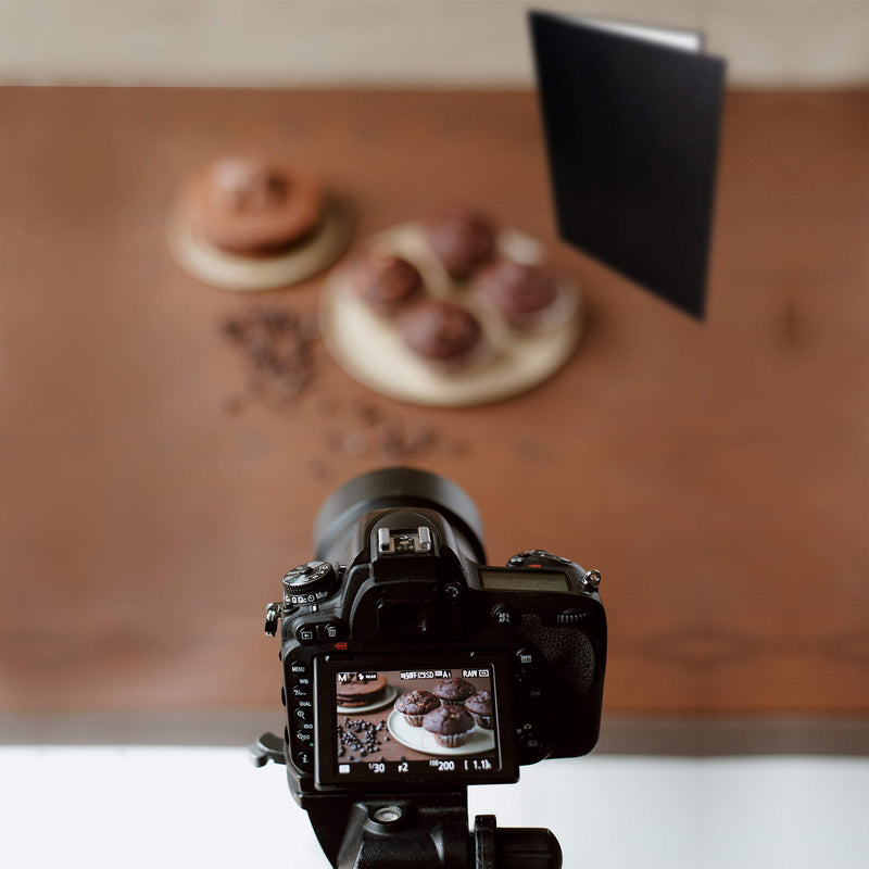 Folding Cardboard Photography Reflector for Food Product Photo Shooting, 12 x 8 Inch 3 in 1 Light Diffuser Reflective Thick Paper Board for Studio Video Shooting, Black, Silver and White