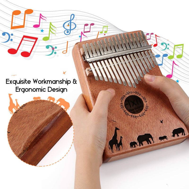 Kalimba, FIXM 17 Keys Thumb Piano with Protective Case and Study Instruction Tuning Hammer, Portable and Easy to Operate, Perfect Gifts for Beginners and Professionals