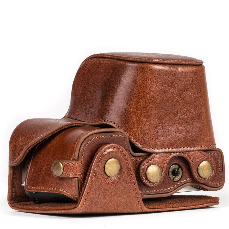 MegaGear Ever Ready MG559 Genuine Leather Camera Case, Bag for Sony Alpha A6000, A6300 with 16-50mm (Dark Brown) Dark Brown
