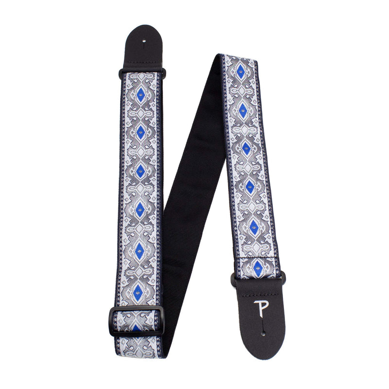 Perri’s Leathers Ltd. - Guitar Strap - Nylon - Jacquard - Adjustable - for Acoustic/Bass/Electric Guitars - Made in Canada Royal Silver