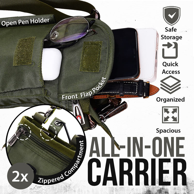 Ranboo Samsung Galaxy S22 Ultra Case with Belt Clip, Belt Pouch for iPhone 13 Pro Max 12 Pro Max Note 20 Ultra S8 Holster, Nylon Cell Phone Bag Men Crossbody Purse Pen Holder Shoulder Strap (Green) Armygreen