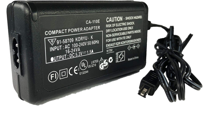 Nixxell AC Adapter for Canon CA-110 and Canon VIXIA HF M50, HF M52, HF M500, HF R20, HF R21, HF R30, HF R32, HF R40, HF R42, HF R200, HF R300, HF R400, LEGRIA HF R206, HF R26, HF R28