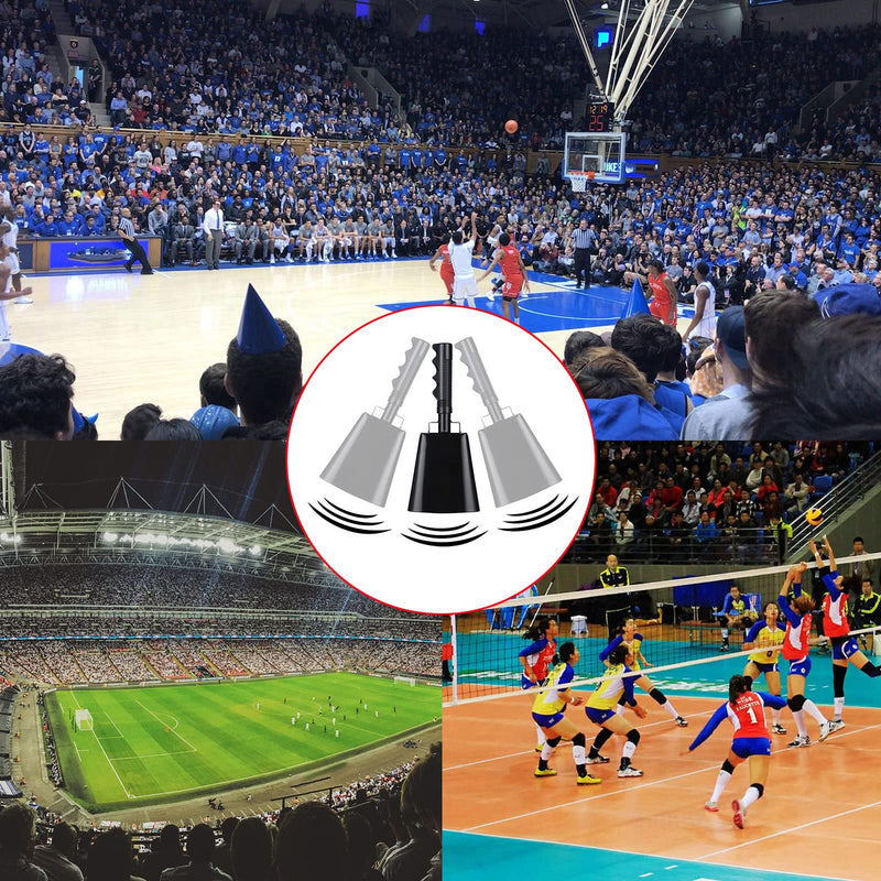 2pack 9’’ Steel Cow Bell with Handle, Noise Maker Cowbell, Cheering Loud Hand Call Bell for Sport Events Football Soccer Hockey Baseball Basketball Games Party Concert Graduation School Wedding Farm M-2pcs
