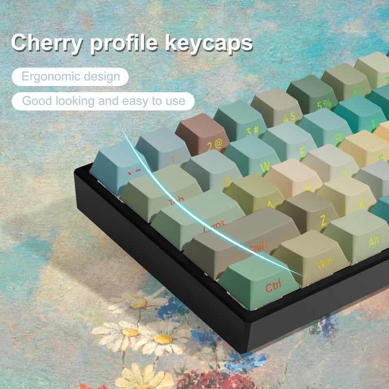 dagaladoo XVX Side Printed PBT Keycaps,Double Shot Shine Through Custom Keycaps,5 Side Dye-Sublimation Cherry Profile 132 Keys, Oil Painting Style keycaps for Mechanical Keyboards