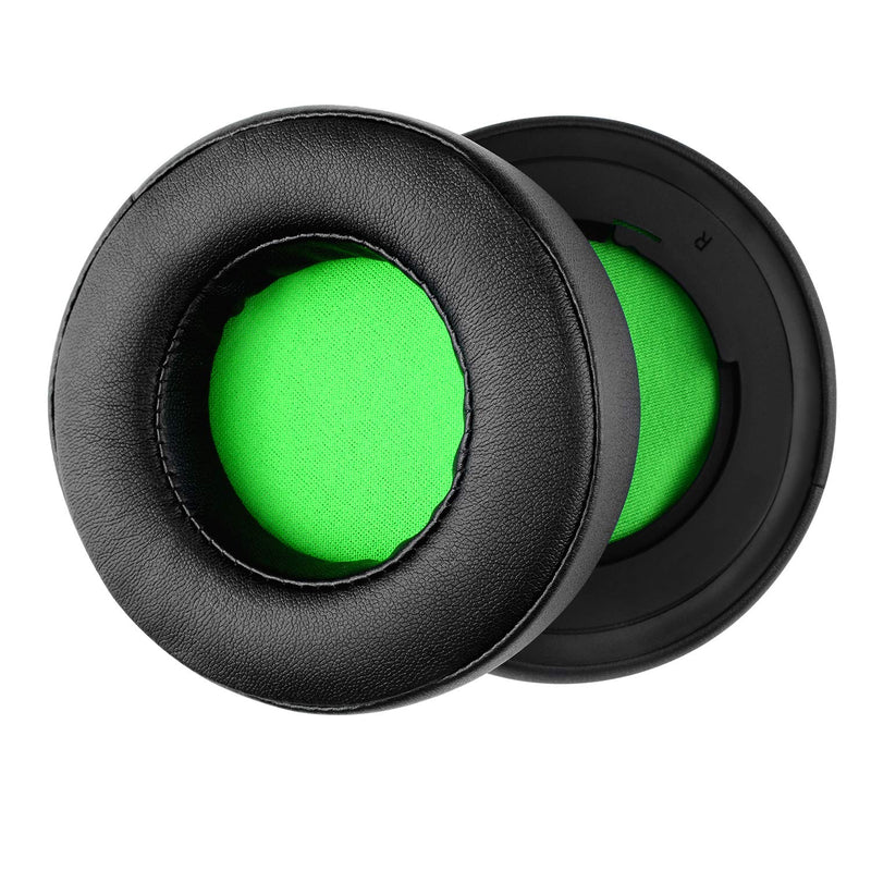 [AUSTRALIA] - Jecobb Kraken V2 Earpads, Replacement Ear Cushion Cover with Protein Leather & Memory Foam for Razer Kraken V2 Headphone ONLY – Round (Black&Green) Black&Green 
