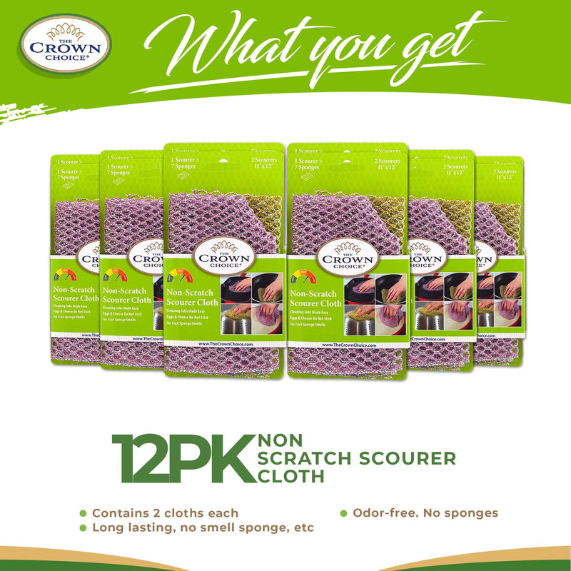 Heavy Duty Dish Scrubber Scouring Pad (24 Pcs Pack) - Scrubbers for Cleaning Dishes & Pots Pans - Non Scratch Kitchen Scrubbing Pads Pan Scrubber - Replace Sponges for Dishwashing and Scrub Sponge Value 12pk (24 Pcs)