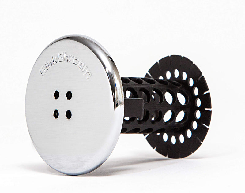 SinkShroom Chrome Edition Revolutionary Bathroom Sink Drain Protector Hair Catcher, Strainer, Snare, Black