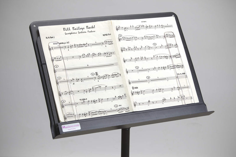 Portfolio Sheet Music Holder with built-in transparent wind clips for music stand, Musicmaide MMAZ2000 Portfolio w/Regular Clips (holds 40 sheets)