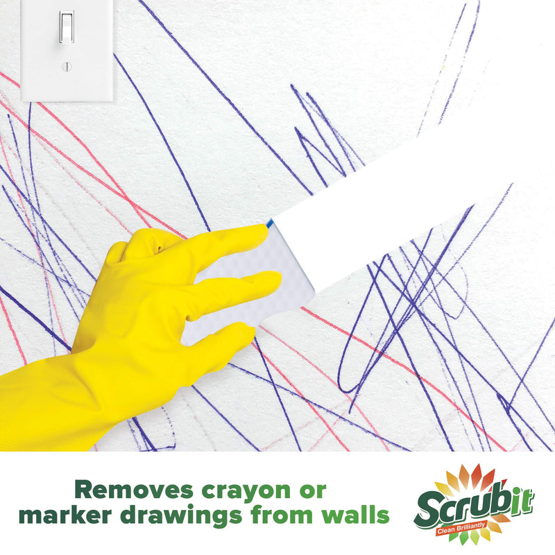 (25 Pack) Extra Durable Eraser Sponge by SCRUBIT - Kitchen, Bathroom, Floor & Wall Cleaner -Melamine Magic Cleaning Sponges - Extra Thick Erasers, Best Cleaning Supplies for The Toughest Stains & Dirt