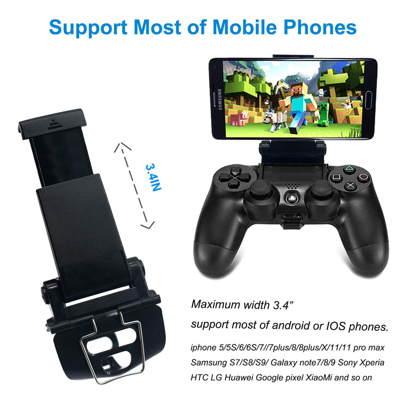 PS4 Controller Phone Clip Mount Holder, BRHE Android/iOS Mobile Phone Bracket Game Clamp Adjustable Stand [New Upgrade]