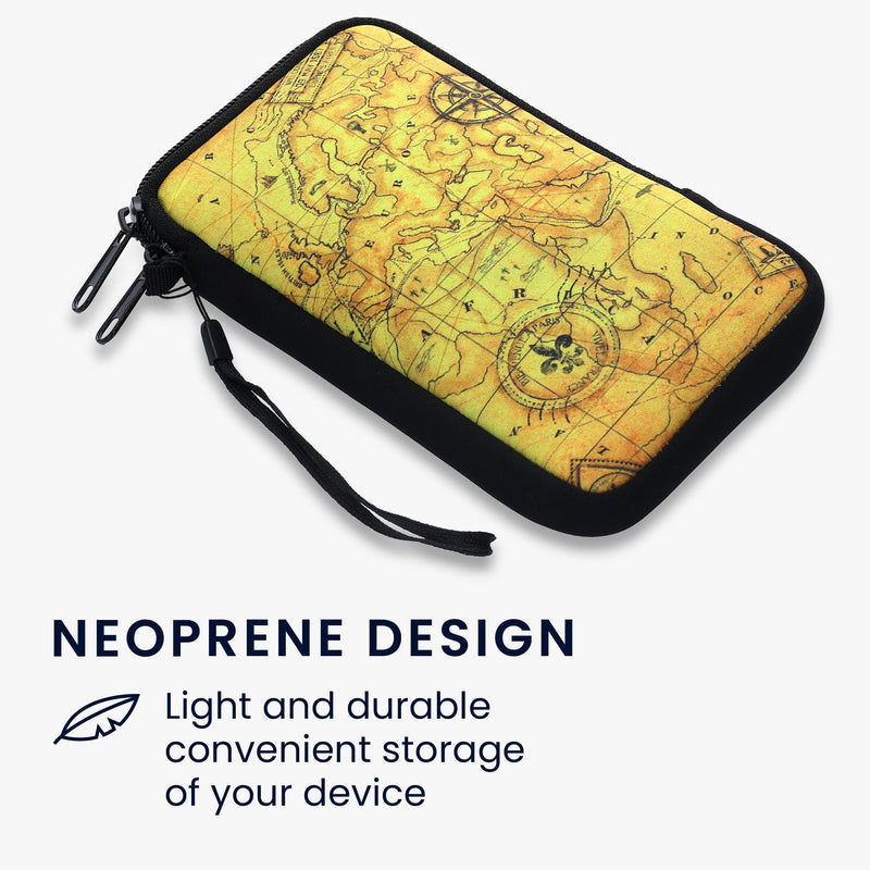 [AUSTRALIA] - kwmobile Neoprene Sleeve for Smartphone Size XL - 6.7/6.8" - Shock Absorbing Pouch Case - Protective Phone Bag - Antique World Map Black/Brown/Beige Antique World Map 01-05-11 