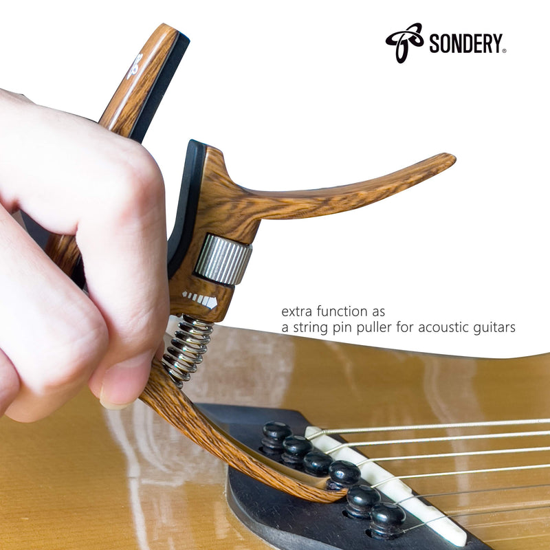 Capo for Acoustic and Electric Guitars, Trigger Tension Adjustable for Perfect Tone, Extra Strings Pin Puller, Hard Zinc Alloy Material