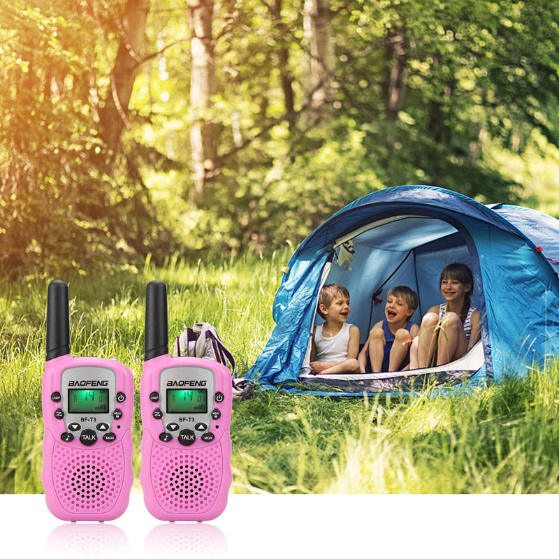 Kids Walkie Talkies BF-T3 Mini 2 Way Radios for Boys Girls 22 Channels FRS UHF 462-467MHz Frequency - 1 Pair Pink