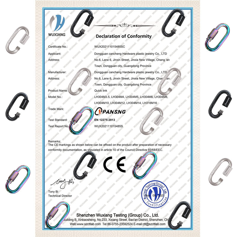 PANSNG 15kN 5/16 in Threaded Quick Link Chain Connector Heavy Duty Stainless Steel Chain Repair Link Safety Oval Locking Carabiner Large M8(8mm) for Swing/Hammock/Gym M8-4PCS Silver