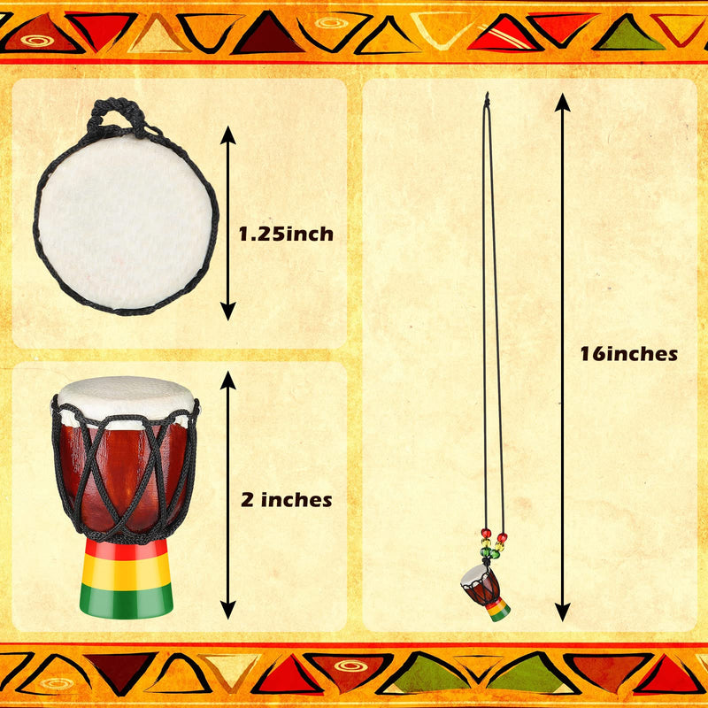 5 Pcs Instrument Necklaces Djembe Drum Mini Pendant African Drum Wooden Classic Hand Congo Drums Jewelry Necklace Drums and Percussion for Teens Men Women Charms Drummer Music Lover Gift, Multicolor