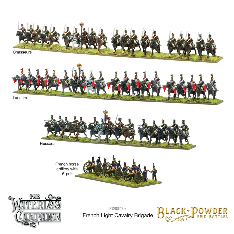 WarLord Black Powder Epic Battles Waterloo: French Light Cavalry Brigade Military Table Top Wargaming Plastic Model Kit 312002002