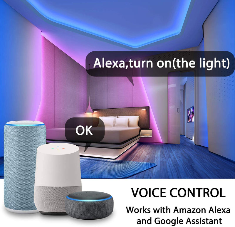 [AUSTRALIA] - LED Strip Lights Kit 50ft(15M), Waterpoof Smart WiFi Wireless Phone Controlled Light Strip Kit 5050 RGB Works with Google Assistant and Alexa,for TV,Bedroom,Party and Home Decoration 
