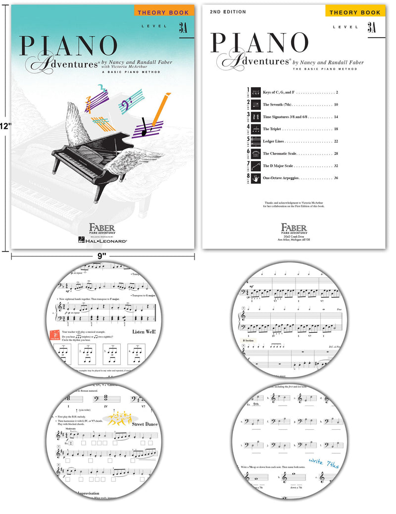 Piano Adventures Level 3A Learning Set By Nancy Faber - Lesson, Theory, Performance, Technique & Artistry Books & Juliet Music Piano Keys 88/61/54/49 Full Set Removable Sticker