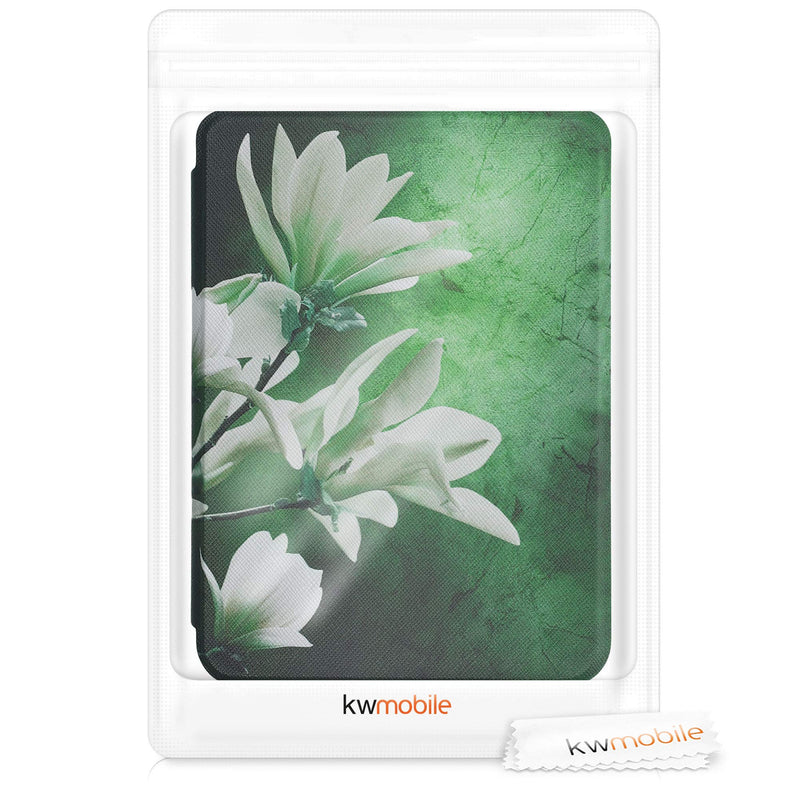 kwmobile Case Compatible with Kobo Clara HD - Case PU e-Reader Cover - Blooming Magnolia White/Yellow/Green Blooming Magnolia 02-06-07