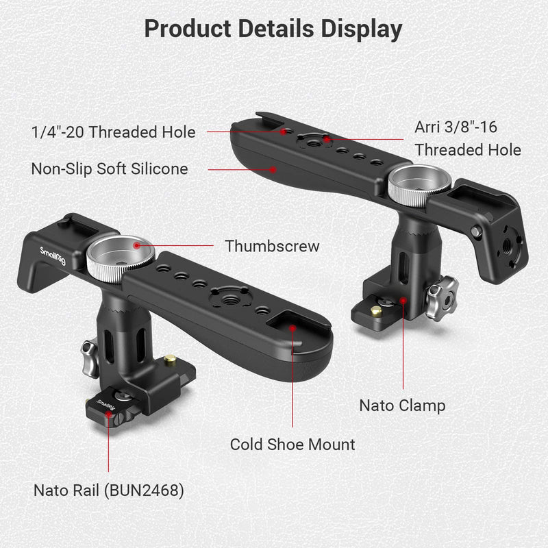 SMALLRIG Lightweight Top NATO Handle with Quick Release NATO Rail for Camera Cage - 2950