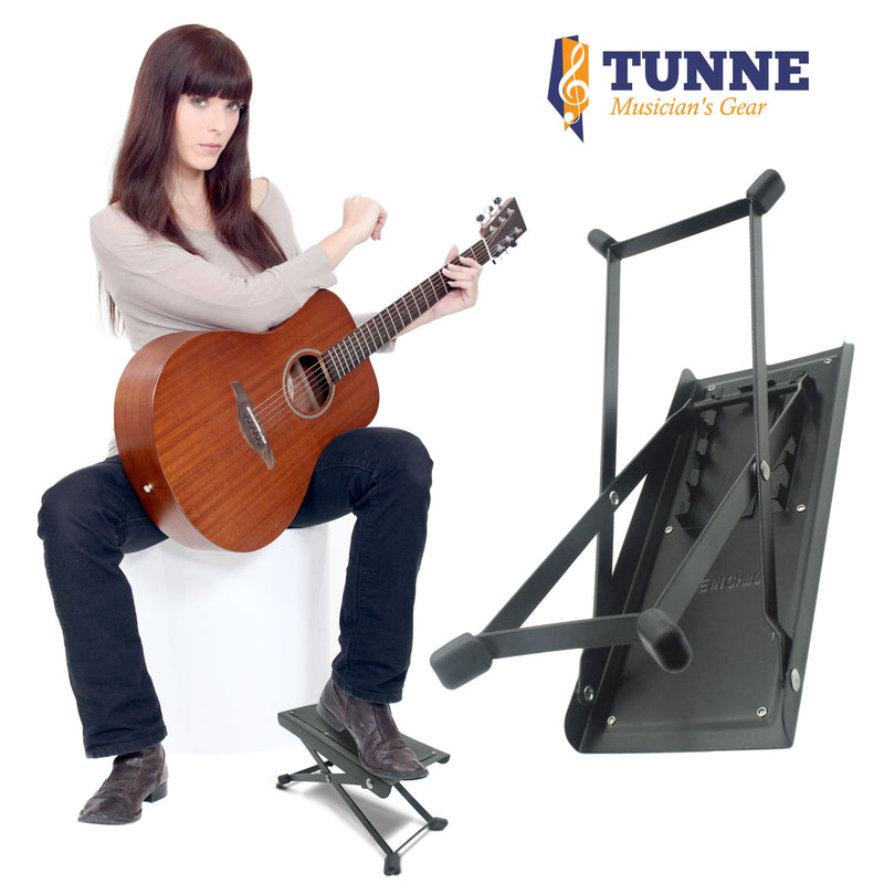 Guitar and Bass Foot Stool Rest is Adjustable for Hours of Comfortable, Painless Playing Black