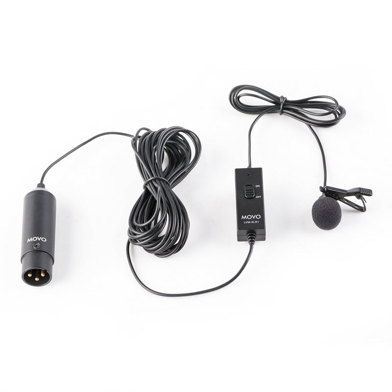 Movo LVM-XLR1 Self-Powered XLR Omnidirectional Lavalier Microphone for Mixers, Recorders, Camcorders and More