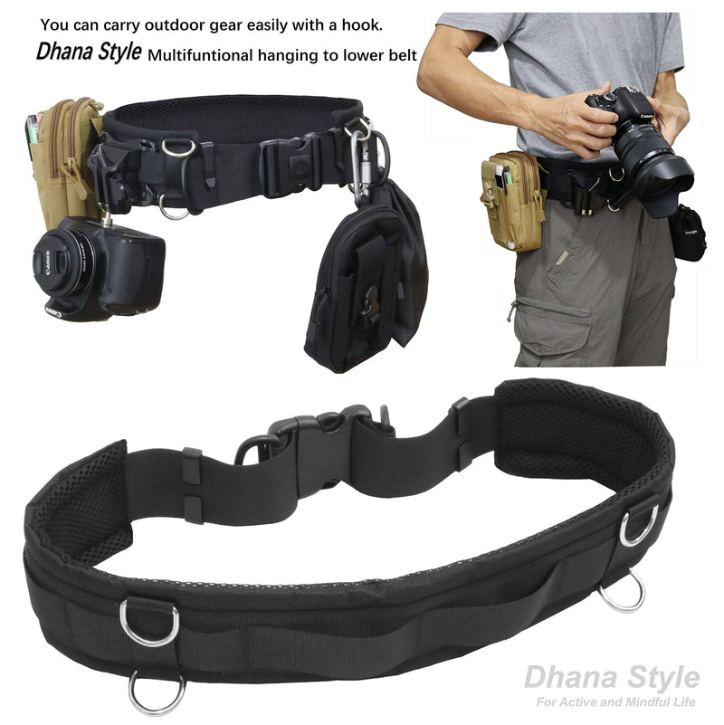 Dhana Style Tactical Duty Belt Adjustable Utility Waist Strap Belt Quick Release with D-Rings and Loop for Hanging Tripod Monopod Camera Case Lens Case Flash Case and More for Photographers Type:RPG