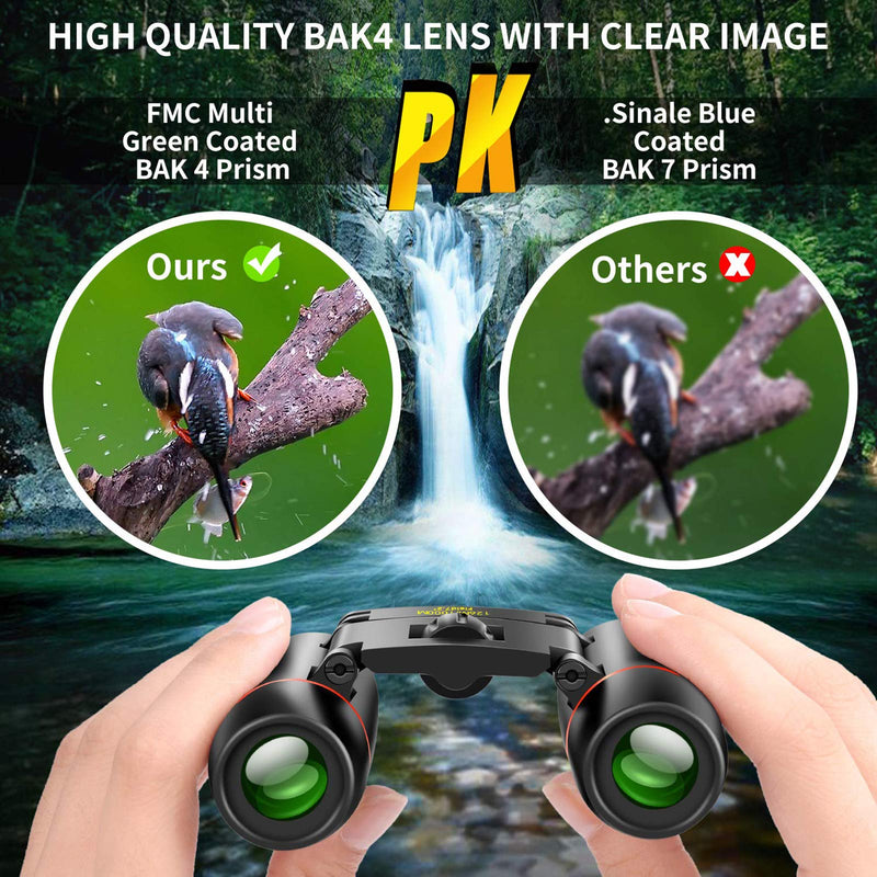 POLDR 12X25 Small Pocket Binoculars Compact Adults,Mini Kids Binoculars Boys for Bird Watching,Concert Theater Opera Black