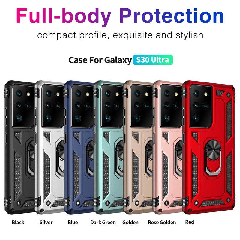 Compatible with Samsung Galaxy S21/S30 Ultra 5G Case Heavy Duty Rugged Hard Armor Military Grade Shockproof Anti-Fall Bumper Cover for Samsung S30 Ultra 5G Cases with Magnetic Ring Kickstand