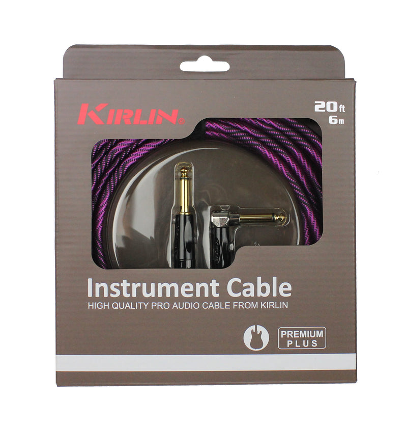 [AUSTRALIA] - KIRLIN Cable IWB Instrument Cable, 1/4-Inch Right Angle to Straight, Black Purple Wave, 20FT (IWB-202 BFGL-20/WBP) 