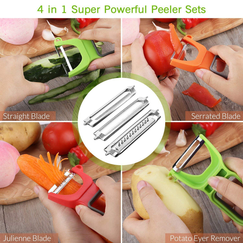 Potatoes Vegetables and Fruit Peelers Set of 3 Kitchen Stainless Steel Slicer for Tomato Carrot Potato Apple