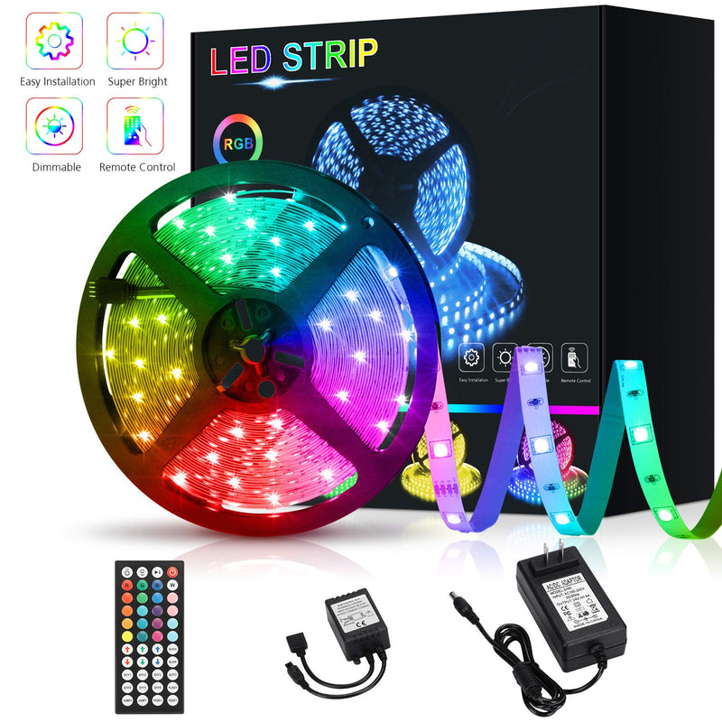 [AUSTRALIA] - 50ft RGB LED Strip Lights Kit - TKLED 15M Color Changing Light Strip with IR Remote Controller and 24V Power Supply - Non-Waterproof LED Lights for Home Party Decoration 