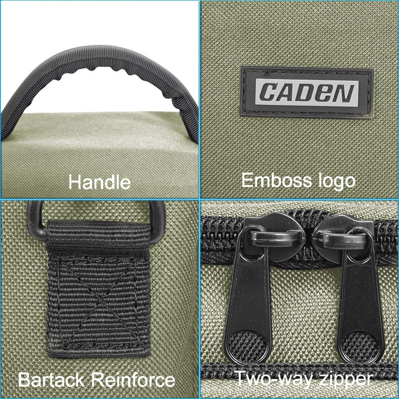 CADeN Compact Camera Shoulder Crossbody Bag Case Compatible for Nikon, Canon, Sony SLR/DSLR Mirrorless Cameras and Lenses Waterproof Green Small