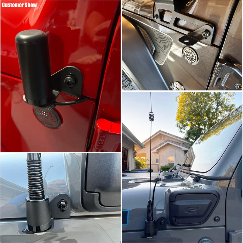 JL Antenna Mount Driver Side CB Antenna Mount, DarSeity Steel Radio Holder Mounting Bracket for Jeep Wrangler JL JLU/Jeep Gladiator JT 2018-2023