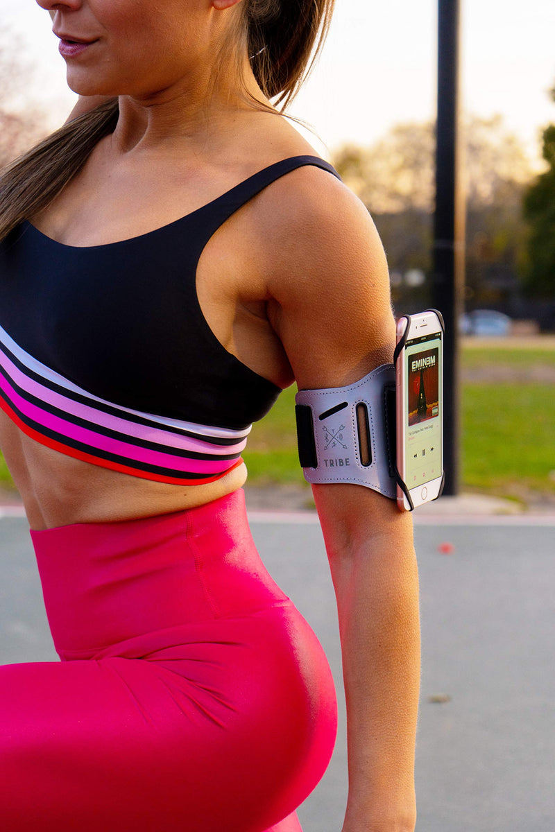 TRIBE Running Phone Holder Sports Armband. iPhone Cellphone Arm Band for Women & Men. 360° Rotation & Detachable. Runners, Jogging, Exercise, Walking & Workouts. Cell Bands for iPhones, Galaxy & More! Black UNIVERSAL