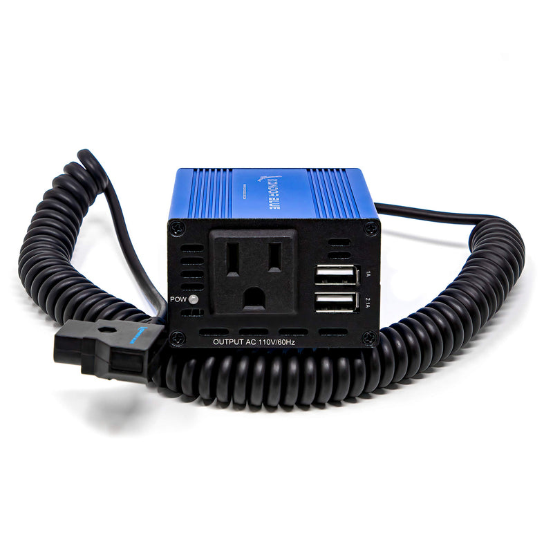 KONDOR BLUE Spark 150 D TAP to AC Power Supply Inverter 150W Mobile Wall Plug Outlet. Compatible with Godox Aperture Quasar T8 Crossfade LED Lights Laptop MacBook + More (P-TAP V Mount Battery) 110V