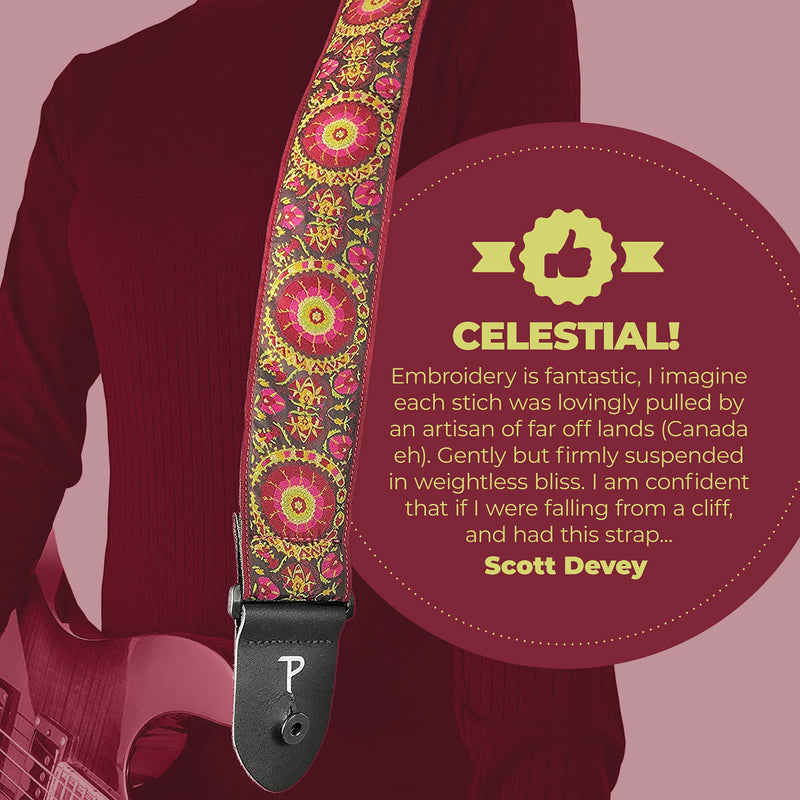 Perri's Leathers Ltd. Jaquard Collection Guitar Straps Burgandy